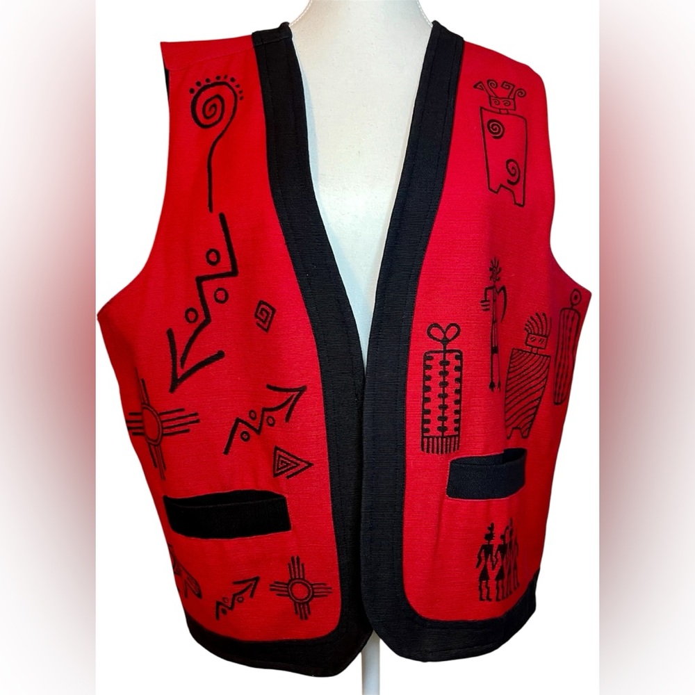 Venus Imports Tribal Pattern open front Red Vest